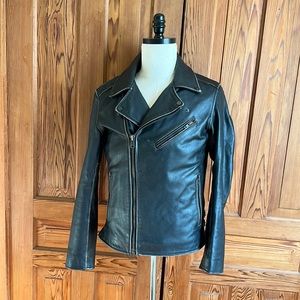 Danier Black Vintage Leather Biker Jacket